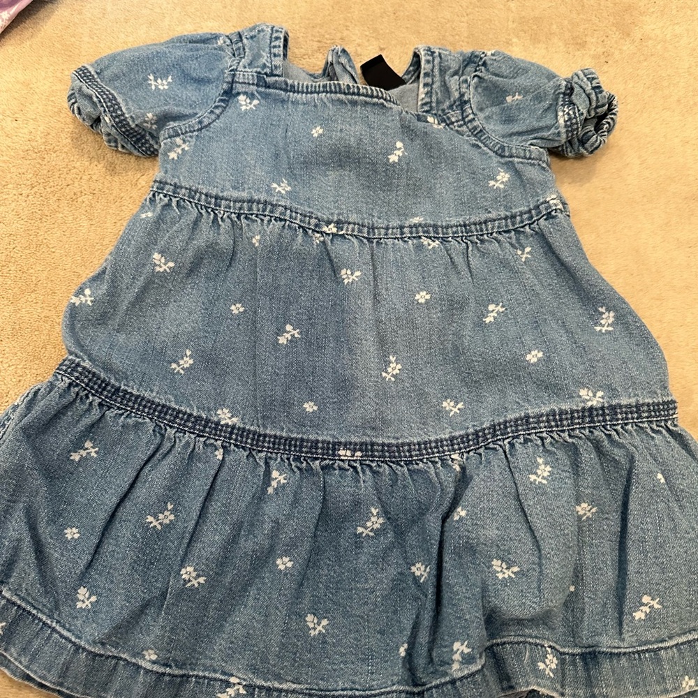 GAP Blue Denim Kids Dress with White Floral Accents
